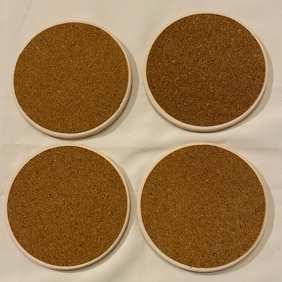 Set of 4 Absorbent stone coasters. Cork back to prevent scratching. - Picture 2 of 2